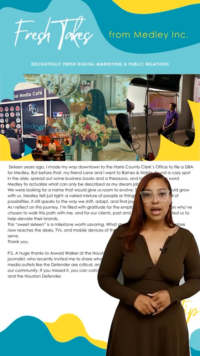 ICYMI: Our quarterly newsletter went out and it was a moment of reflection and celebration as Medley turned 16! 🎉💅🏾🥂

Here’s a look back. Links and more info in bio. ☝🏾

#agencylife #publicrelations #digitalmarketing #medleyinc